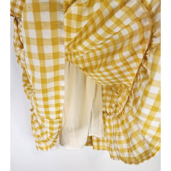 Made With Love Dress Womens  Small Yellow Check Smock Sleeveless Knee Length - Picture 9 of 12